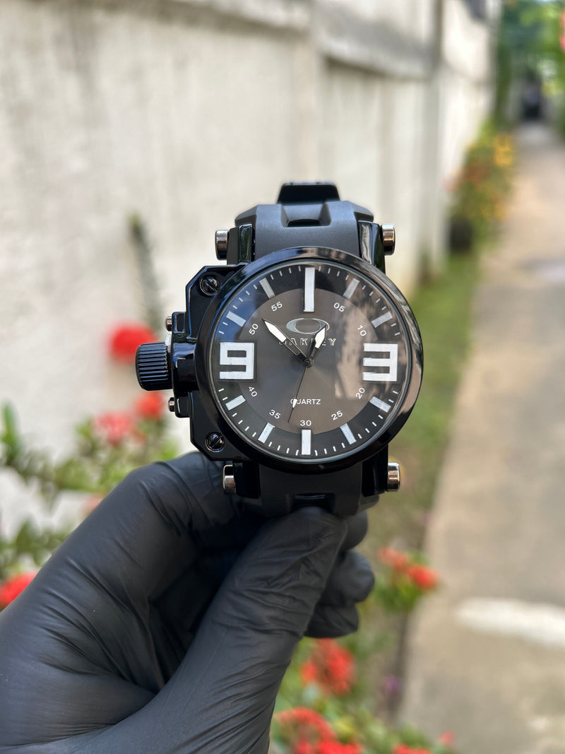 Relógio Oakley Gearbox Titanium Casual All Black Premium c/ Calendário